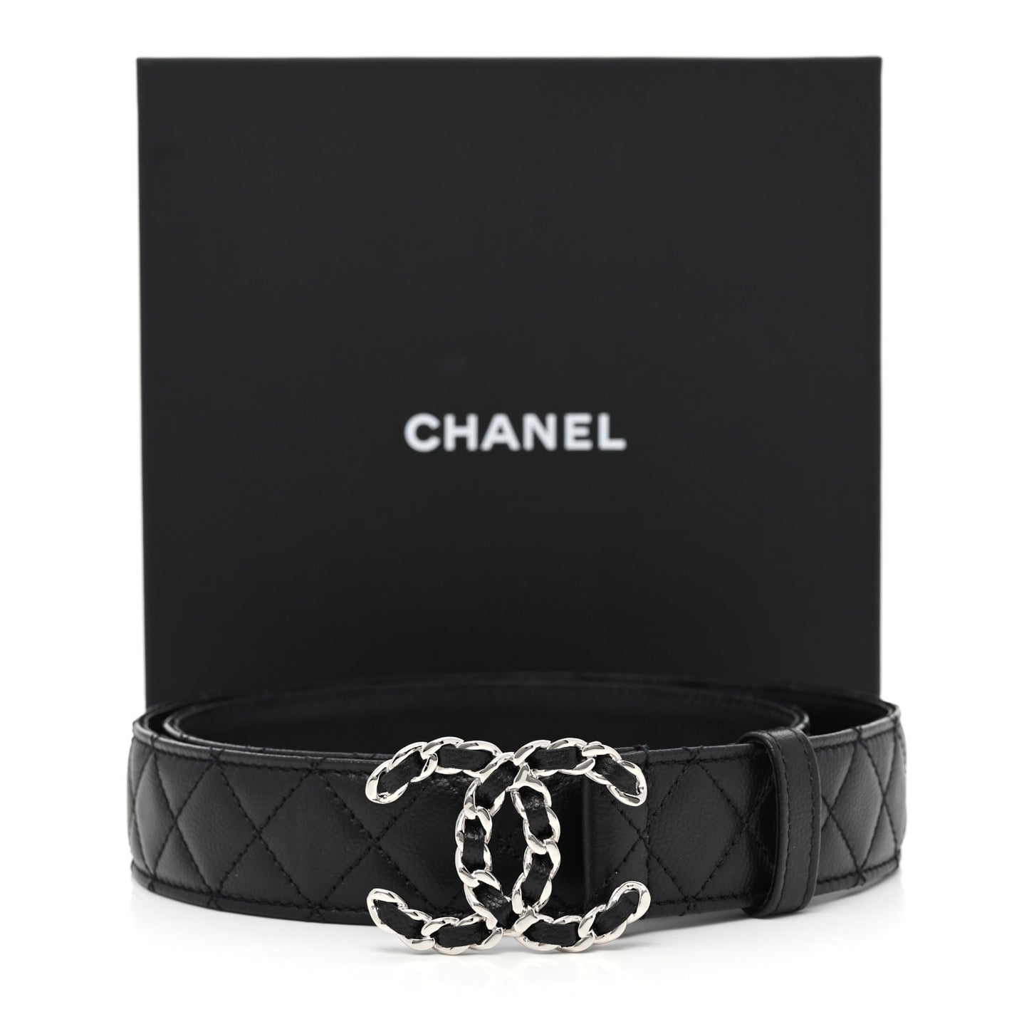 Caviar Quilted CC Chain Belt 85 34 Black