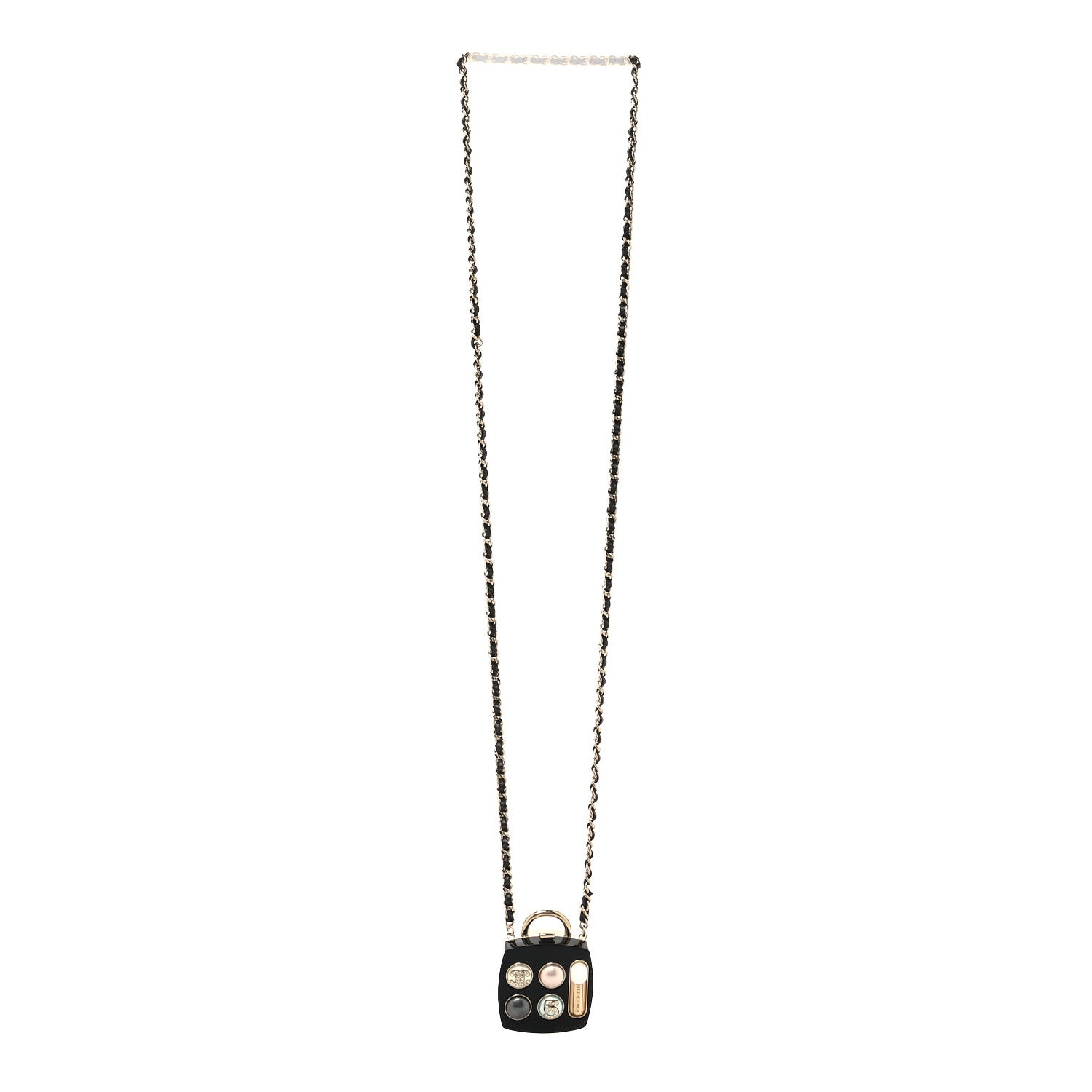 Chanel Pearl Resin Crystal Lambskin CC No 5 Eyeshadow Pendant Necklace Multicolor 3 of 5