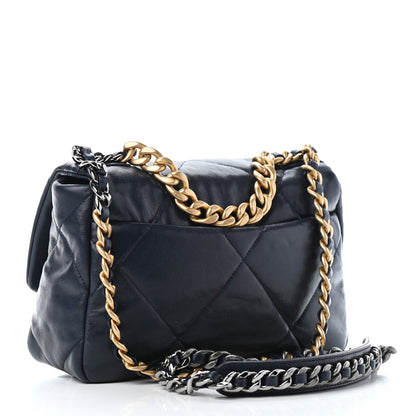 Chanel Goatskin Quilted Medium Chanel 19 Flap Navy Blue 3 of 9