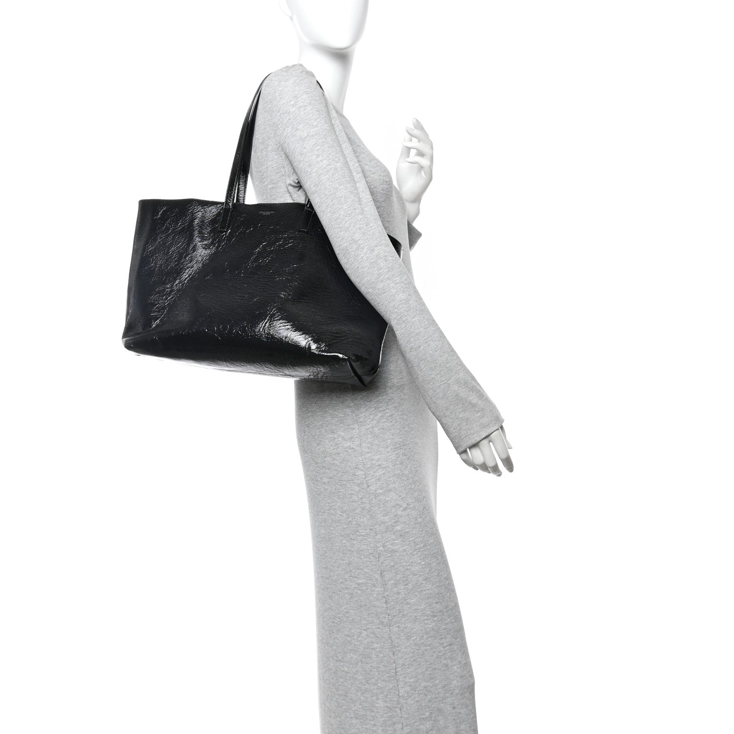 Saint Laurent Patent Calfskin Large Shopping Tote Black 3 of 21