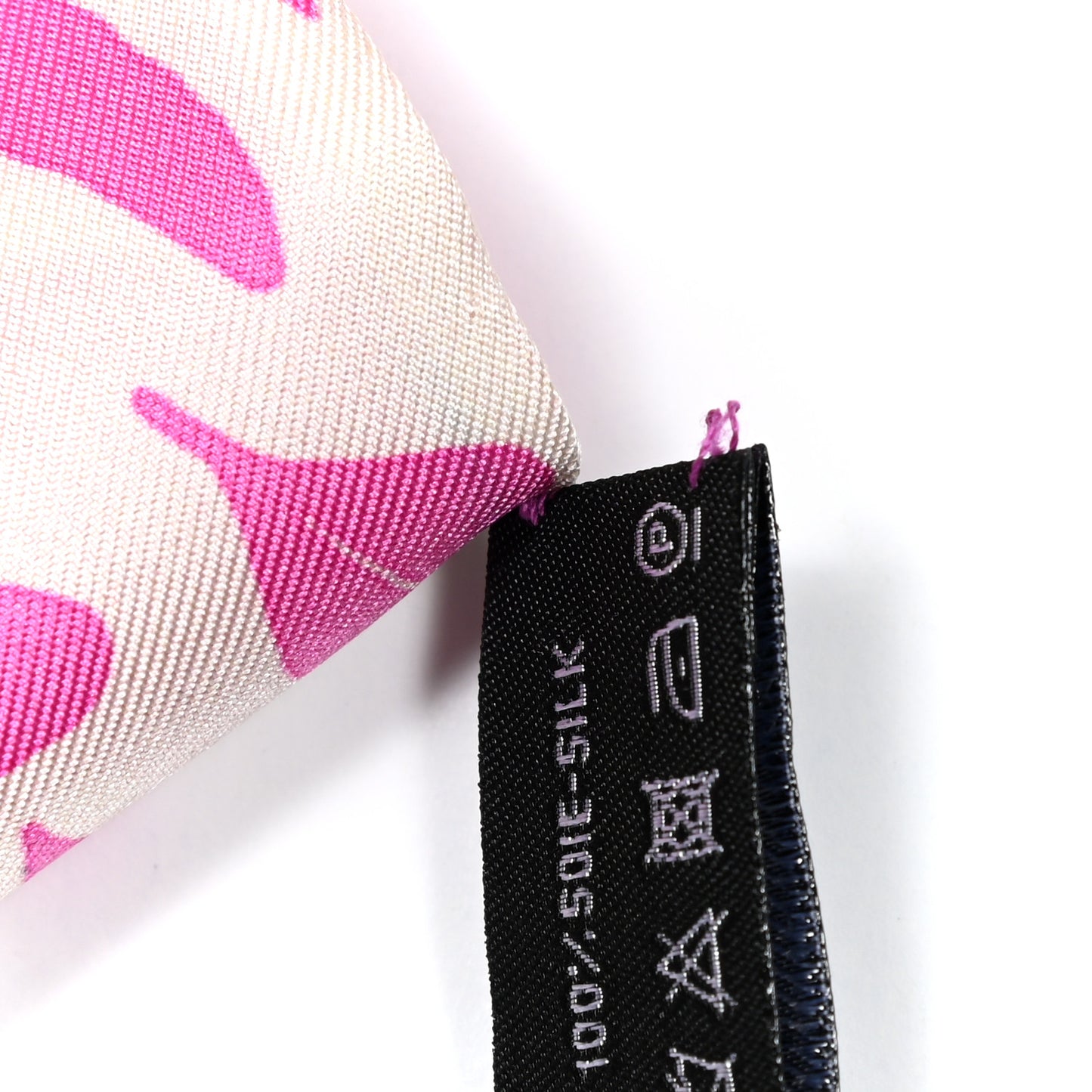 Silk Leaf CC Slim Bandeau Scarf Pink White