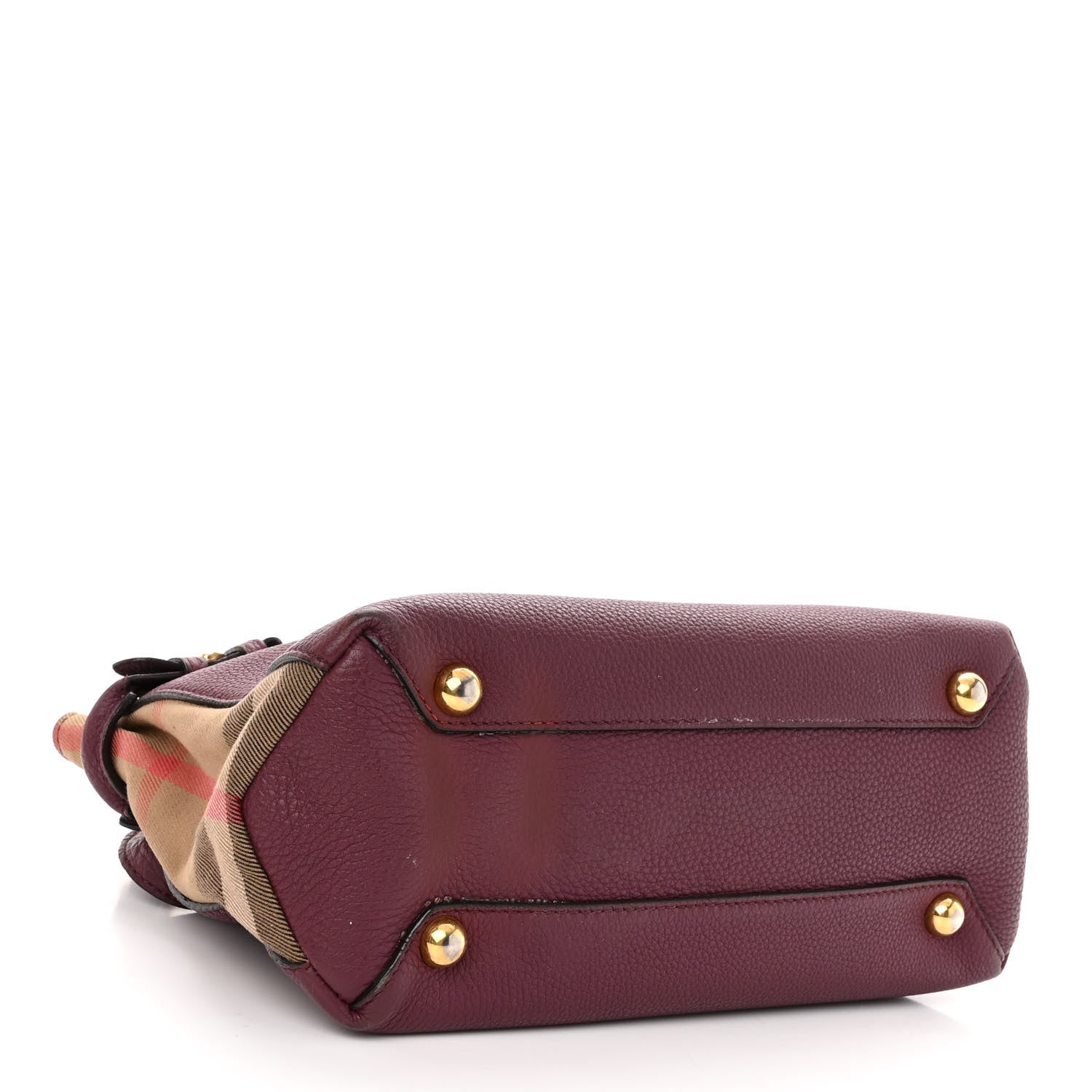 Burberry Grainy Calfskin House Check Small Banner Tote Elderberry 4 of 14