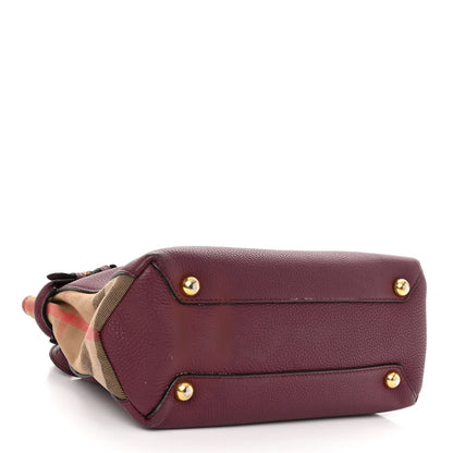 Burberry Grainy Calfskin House Check Small Banner Tote Elderberry 4 of 14