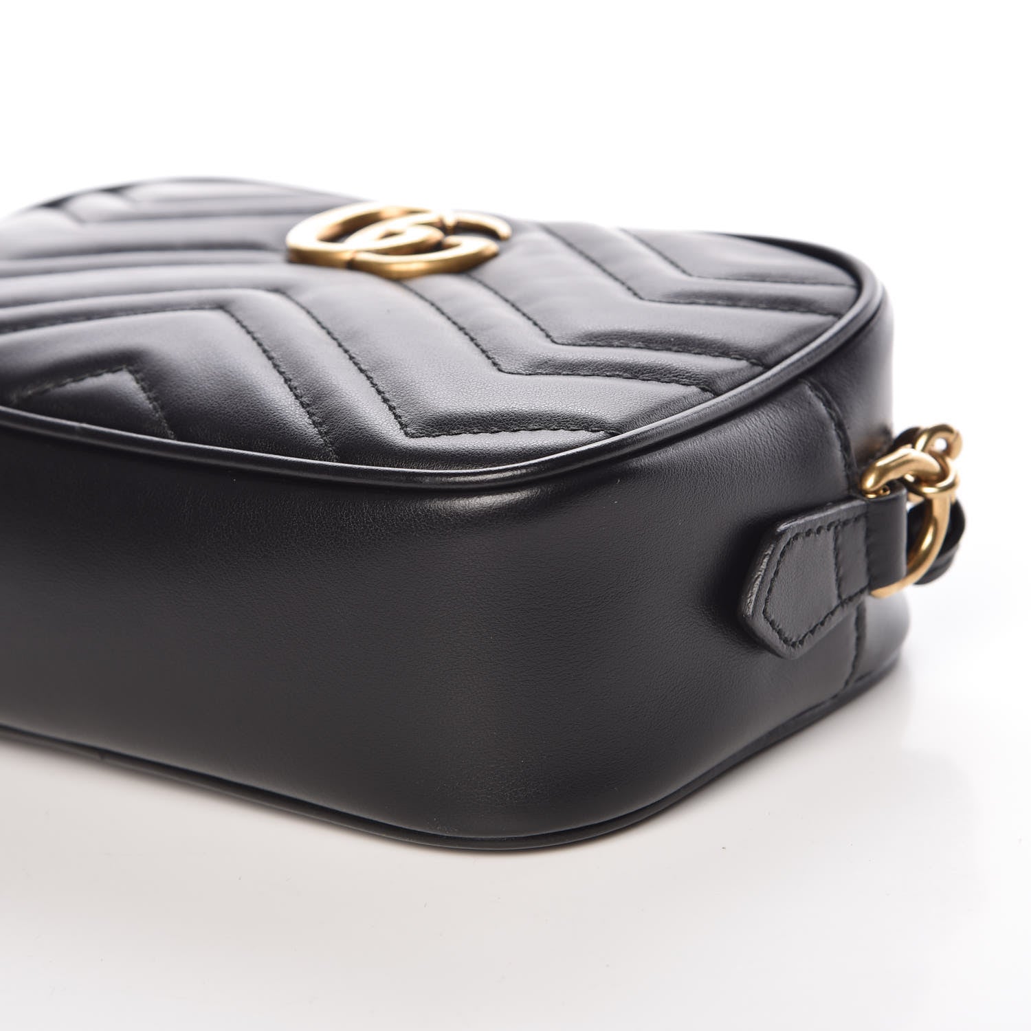 Gucci Calfskin Matelasse Mini GG Marmont Chain Shoulder Bag Black 9 of 10