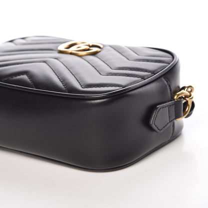 Gucci Calfskin Matelasse Mini GG Marmont Chain Shoulder Bag Black 9 of 10