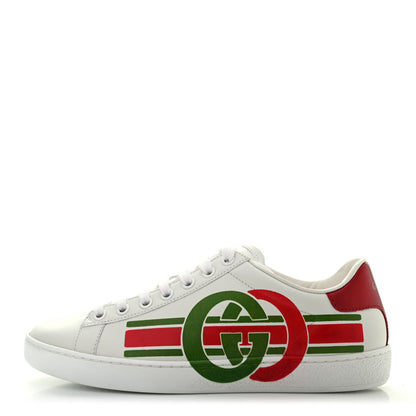 Gucci Calfskin Interlocking G Womens New Ace Sneakers 36 White Red Flame Green 1 of 7