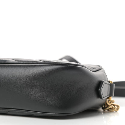 Gucci Calfskin Matelasse Mini GG Marmont Chain Shoulder Bag Black 9 of 11