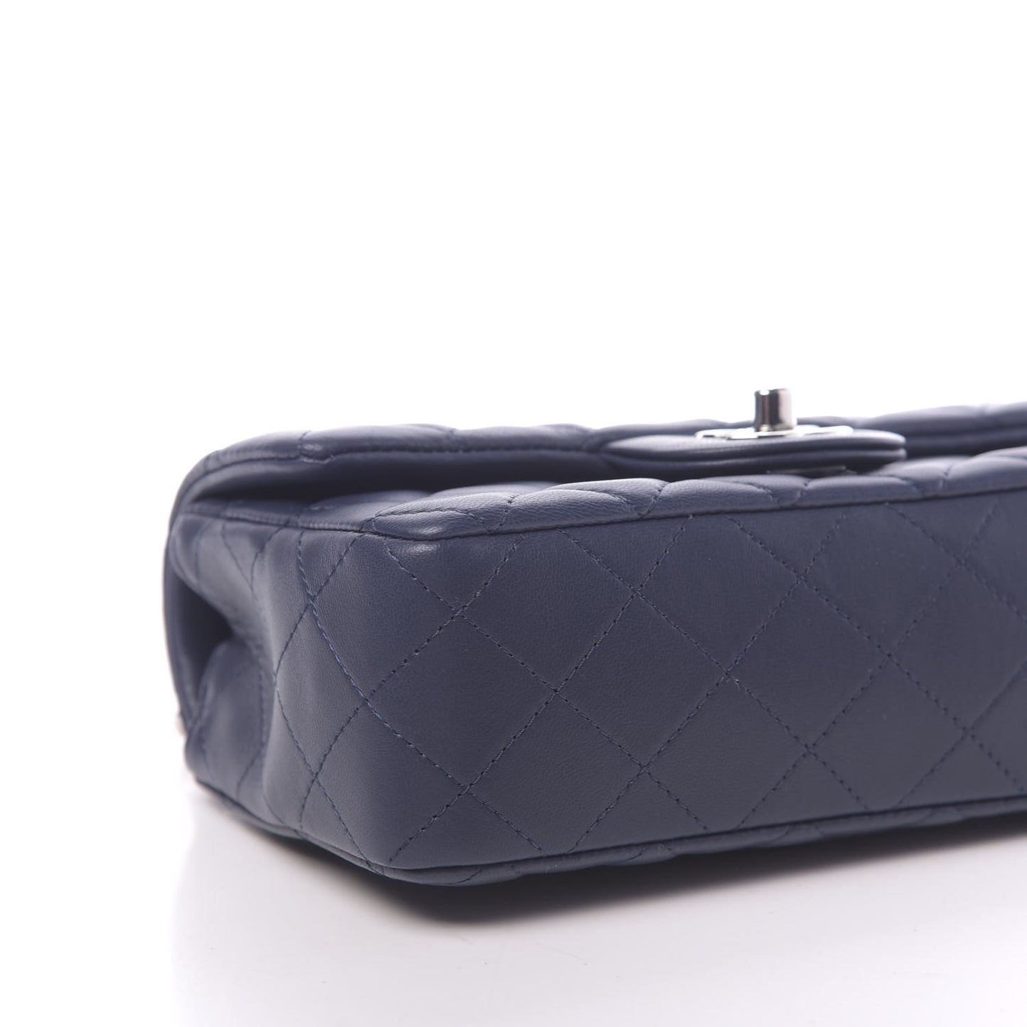 Lambskin Quilted Mini Rectangular Flap Dark Blue