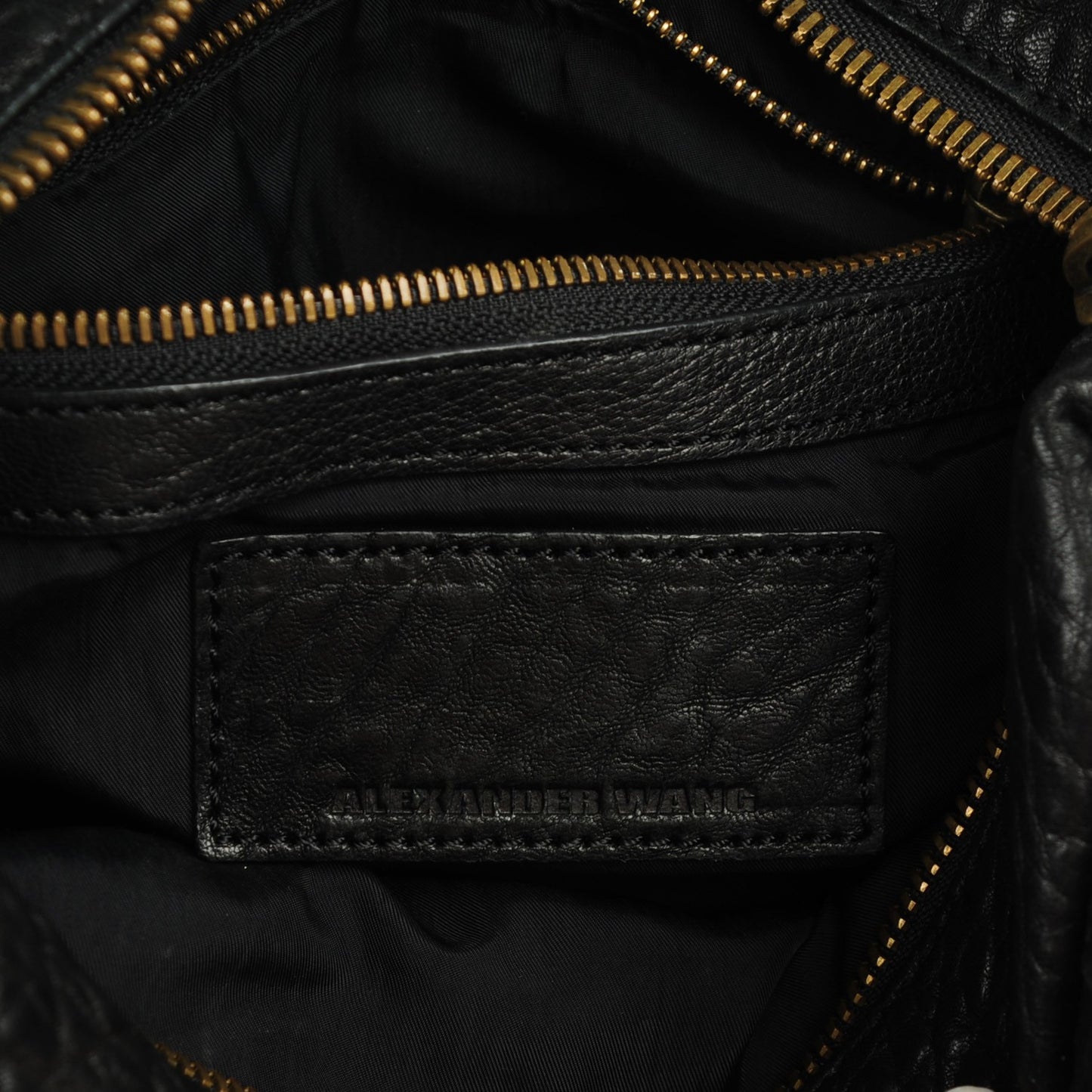 Pebbled Lambskin Rocco Black Antique Brass Hardware
