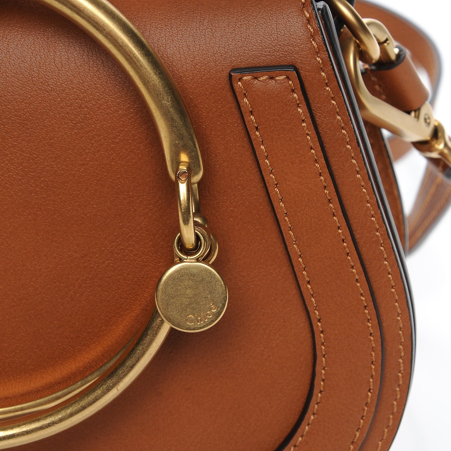 Calfskin Suede Small Nile Bracelet Bag Caramel