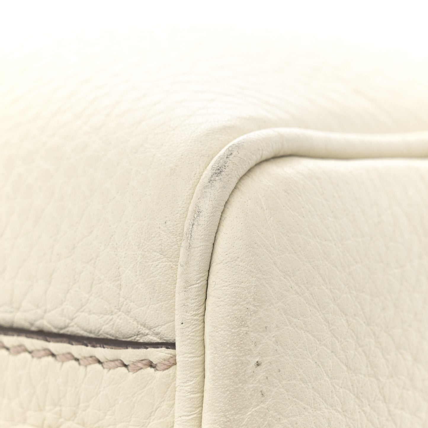 Grained Calfskin Medium Diana Bamboo Top Handle Tote Ivory