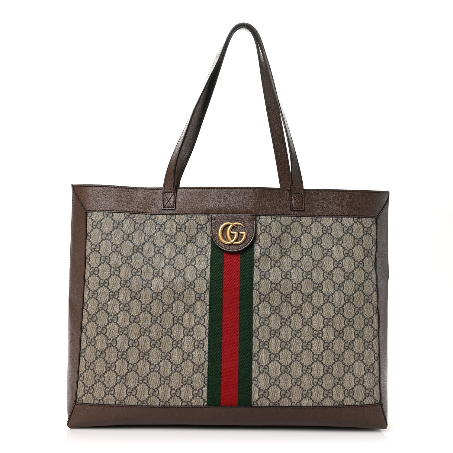 Gucci GG Supreme Monogram Web Ophidia Tote Brown 1 of 11