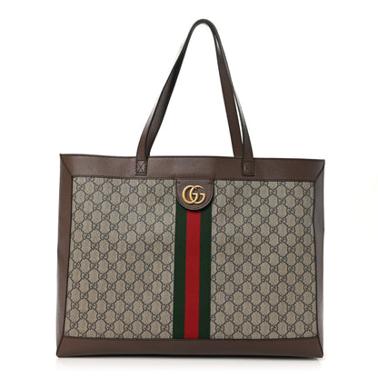 Gucci GG Supreme Monogram Web Ophidia Tote Brown 1 of 11