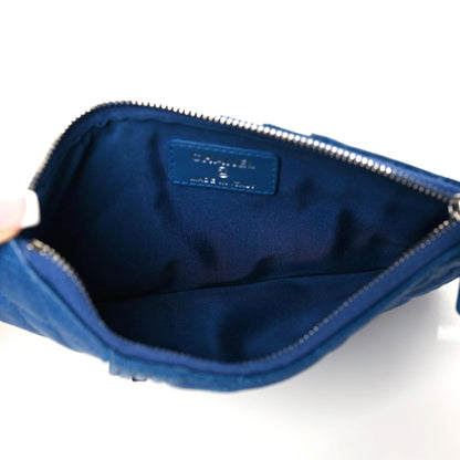 Chanel Caviar Quilted Boy Flat Wallet Pouch Blue 9 of 11
