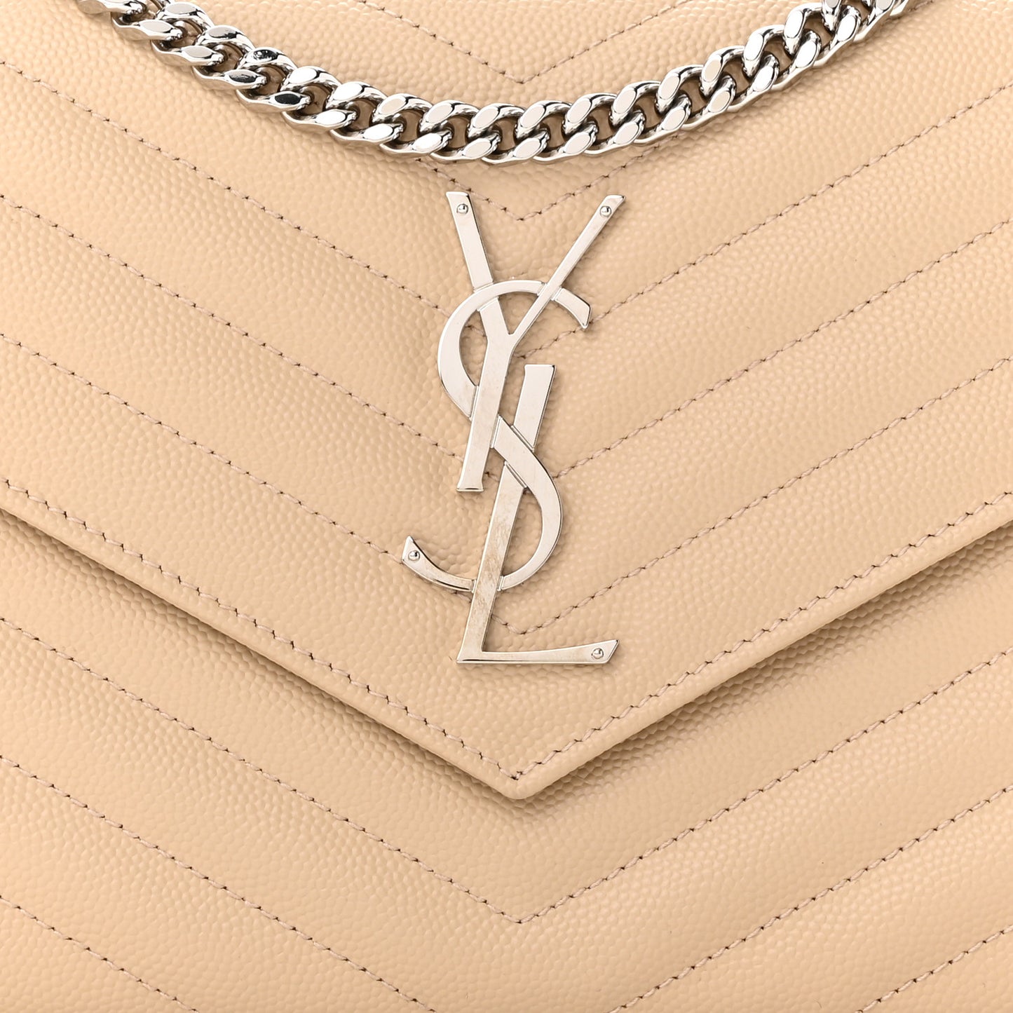 Grain De Poudre Matelasse Chevron Monogram Chain Wallet Nude Powder