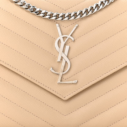 Saint Laurent Grain De Poudre Matelasse Chevron Monogram Chain Wallet Nude Powder 8 of 10