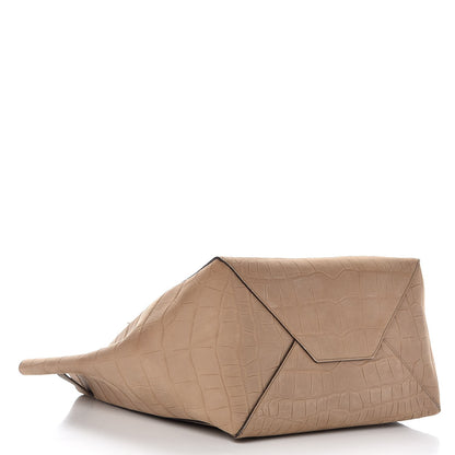 Celine Crocodile Embossed Nubuck Small Belt Cabas Phantom Beige 4 of 10