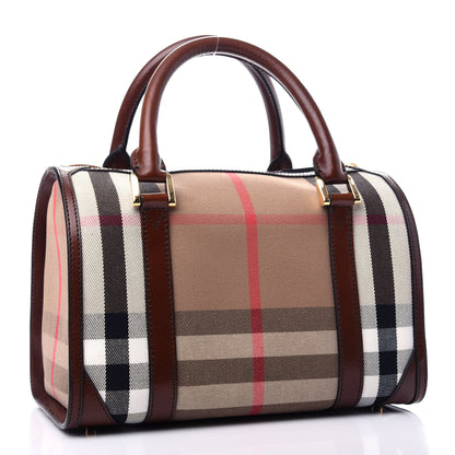 Burberry Bridle Calfskin House Check Medium Chester Bowling Bag Dark Tan 3 of 12