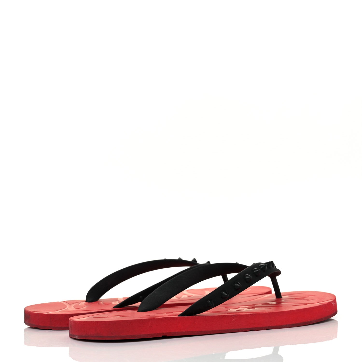 Christian Louboutin Rubber Spike Loubi Donna Flip Flop 41 Black Red 4 of 7