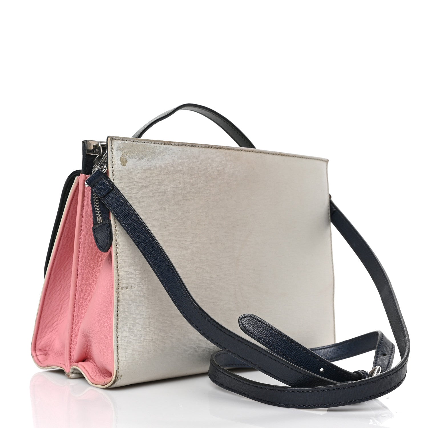 Fendi Vitello Elite Flamingo Colorblock Mini Demi Jour Shoulder Bag White Multicolor 3 of 11