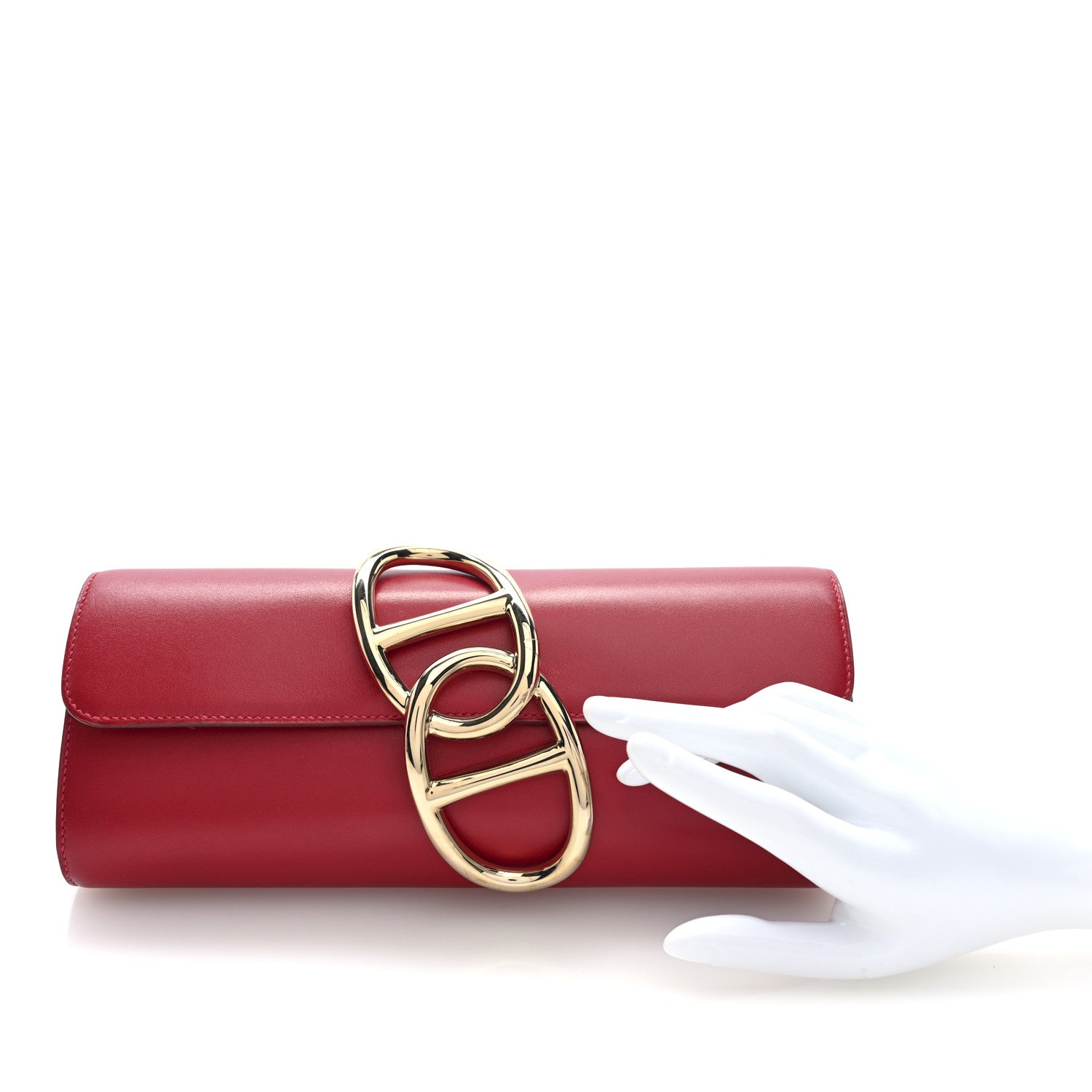 Hermes Tadelakt Egee Clutch Rouge Vif 2 of 7