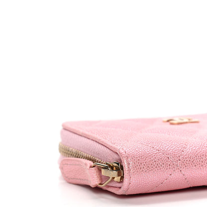 Chanel Iridescent Caviar Quilted Zip Coin Purse Pink 5 of 10
