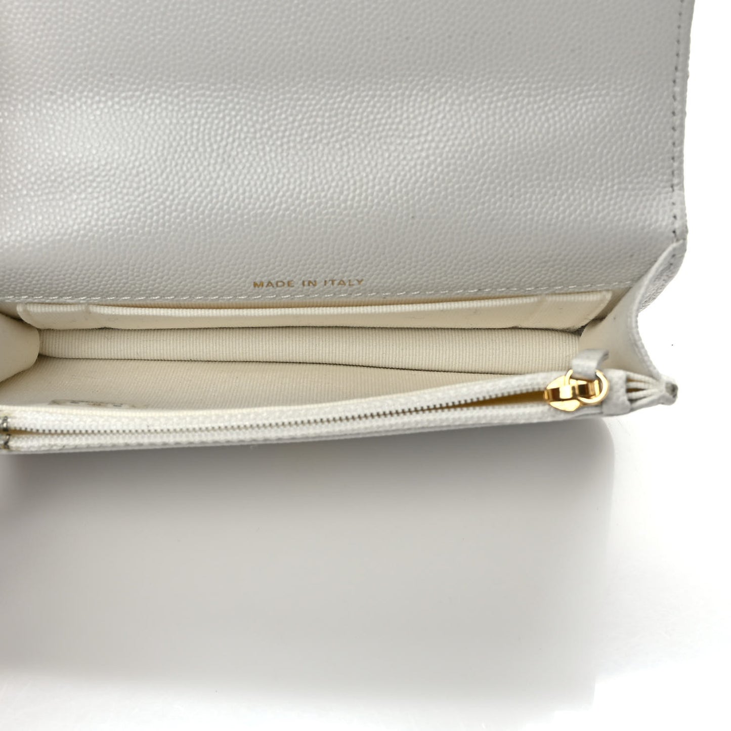Caviar Quilted Pocket Twins Clutch With Chain White