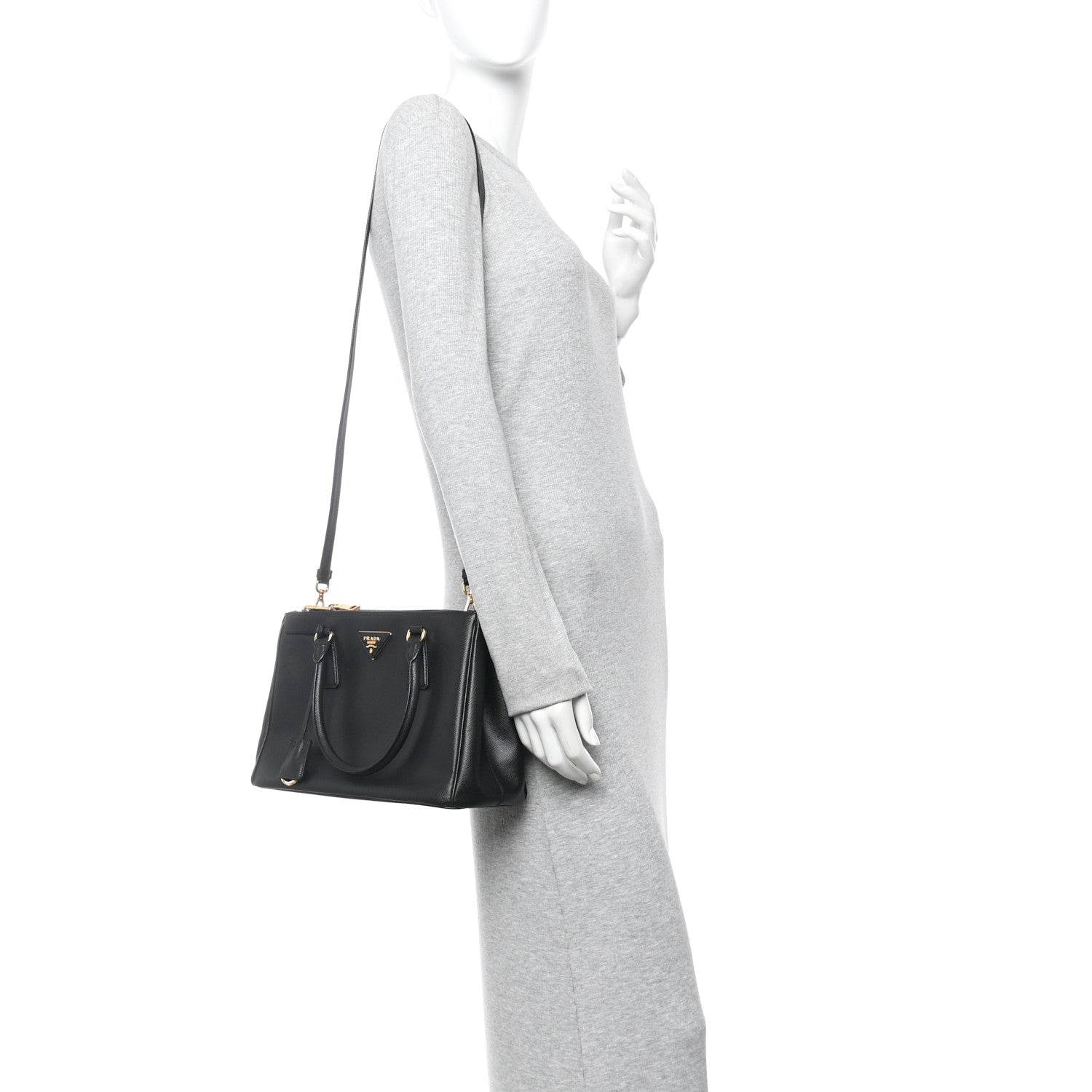 Prada Saffiano Small Galleria Double Zip Tote Black 2 of 10