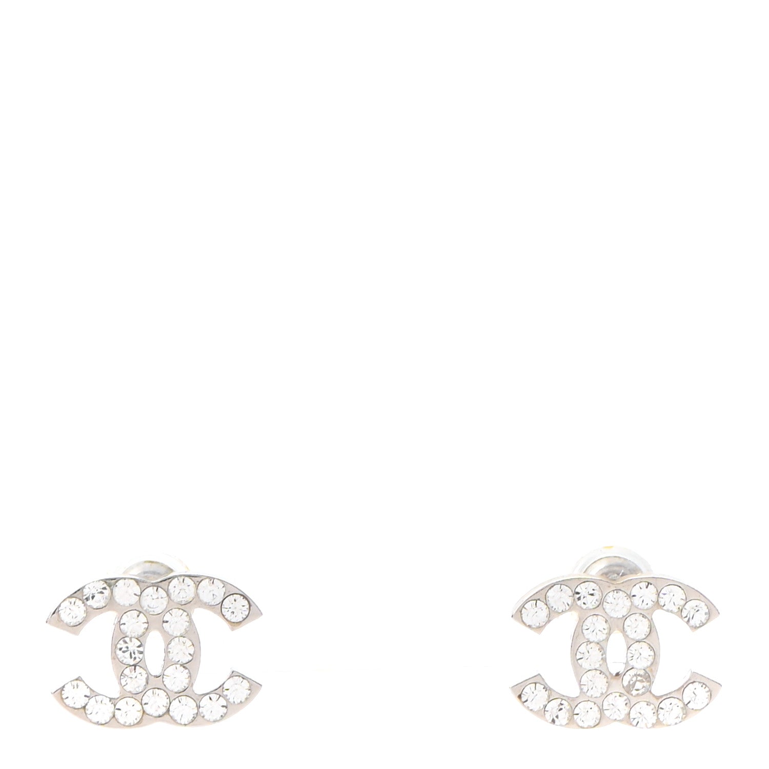 Chanel Crystal CC Earrings Silver 1 of 4