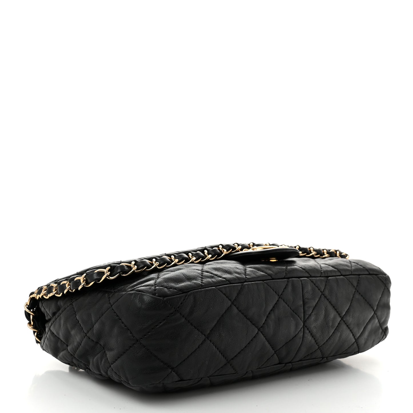 Calfskin Quilted Medium Chain Me Flap Black