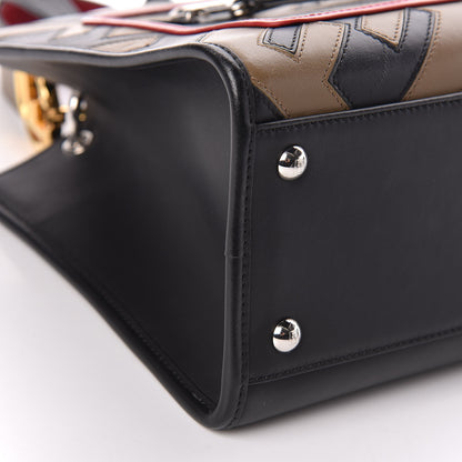 Fendi Vitello Century F is Fendi FF Diagonal Inlay Small Runaway Satchel Fango Black Fragola 5 of 11