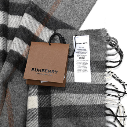 Burberry Cashmere Giant Check Fringe Scarf Light Grey 4 of 4