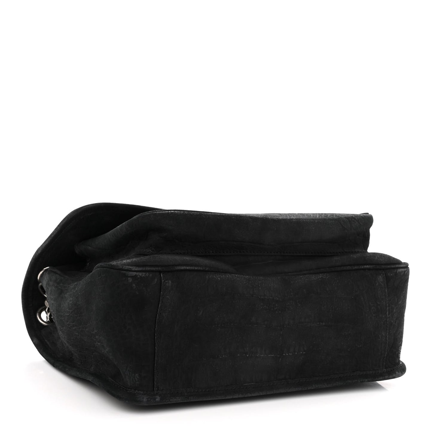 Nubuck Crocodile Embossed Monogram Medium Niki Chain Satchel Black