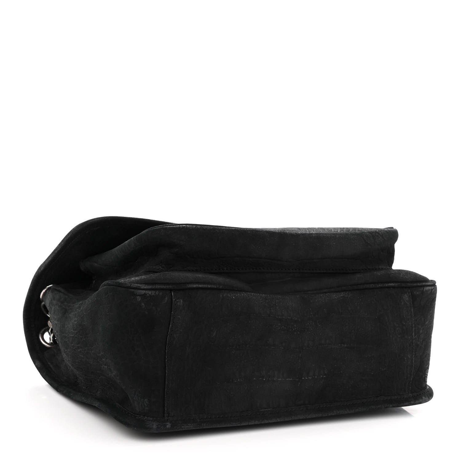 Saint Laurent Nubuck Crocodile Embossed Monogram Medium Niki Chain Satchel Black 4 of 10