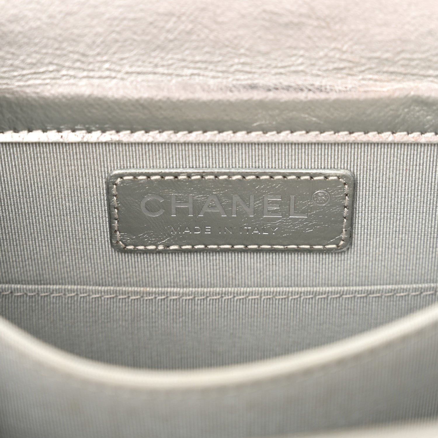 Chanel Metallic Goatskin Quilted North South Boy Flap Silver 6 of 16