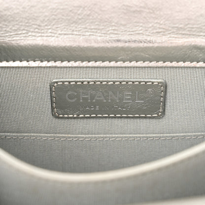 Chanel Metallic Goatskin Quilted North South Boy Flap Silver 6 of 16
