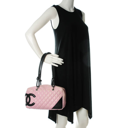 Chanel Calfskin Quilted Large Cambon Bowler Pink Black 2 of 10