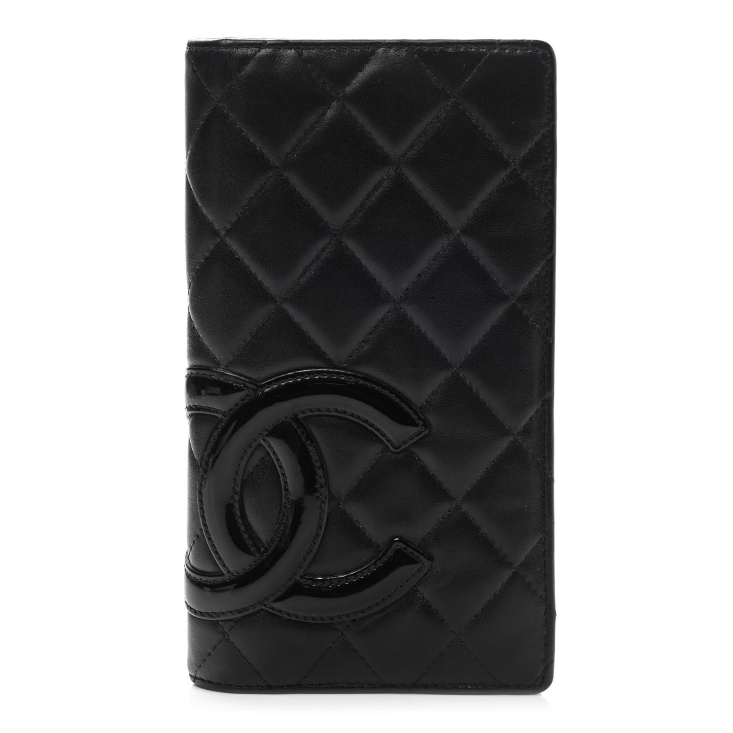 Calfskin Quilted Cambon Yen Wallet Black