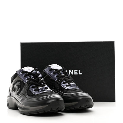 Chanel Fabric Laminated Calfskin Stretch CC Womens Sneakers 41 Black 9 of 9