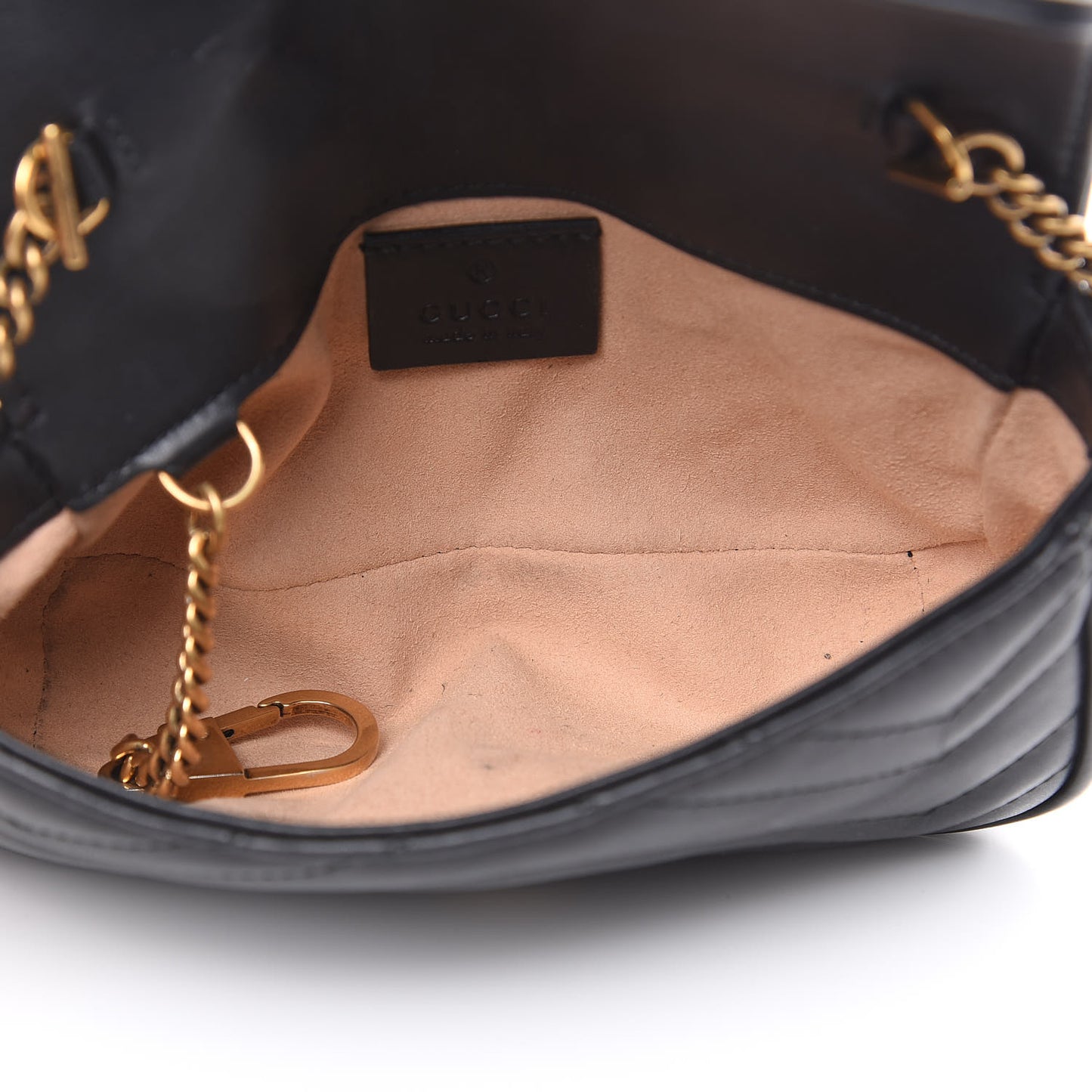 Calfskin Matelasse Super Mini GG Marmont Shoulder Bag Black