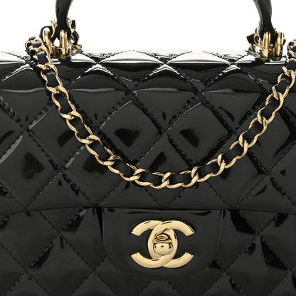 Chanel Patent Quilted Mini Top Handle Rectangular Flap Black 8 of 11