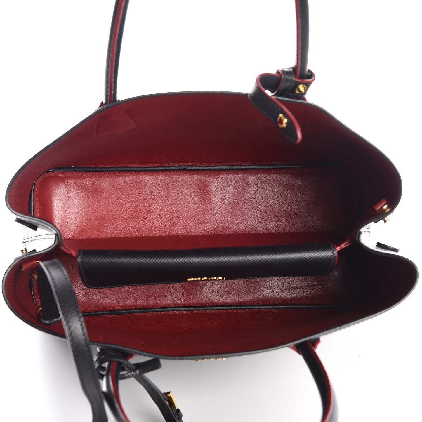 Saffiano Cuir Medium Double Bag Black Ciliegia