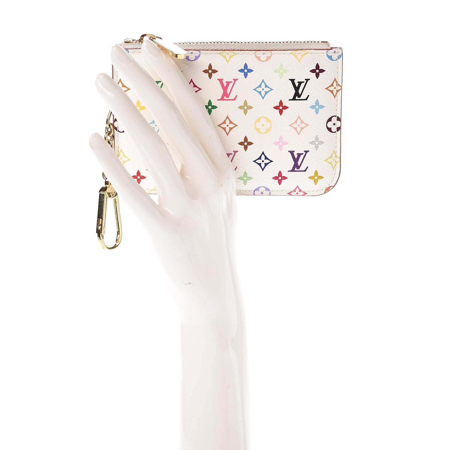 Louis Vuitton Monogram Multicolor Key Pouch White Litchi 2 of 7