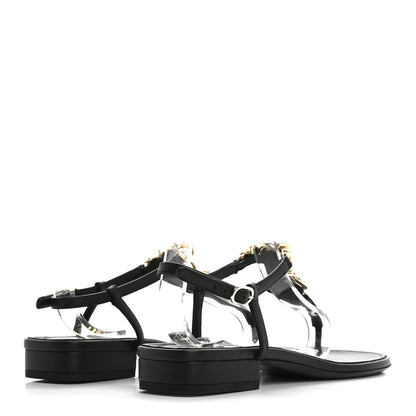 Chanel Lambskin Metal Heart Thong Sandals 39 Black 5 of 9