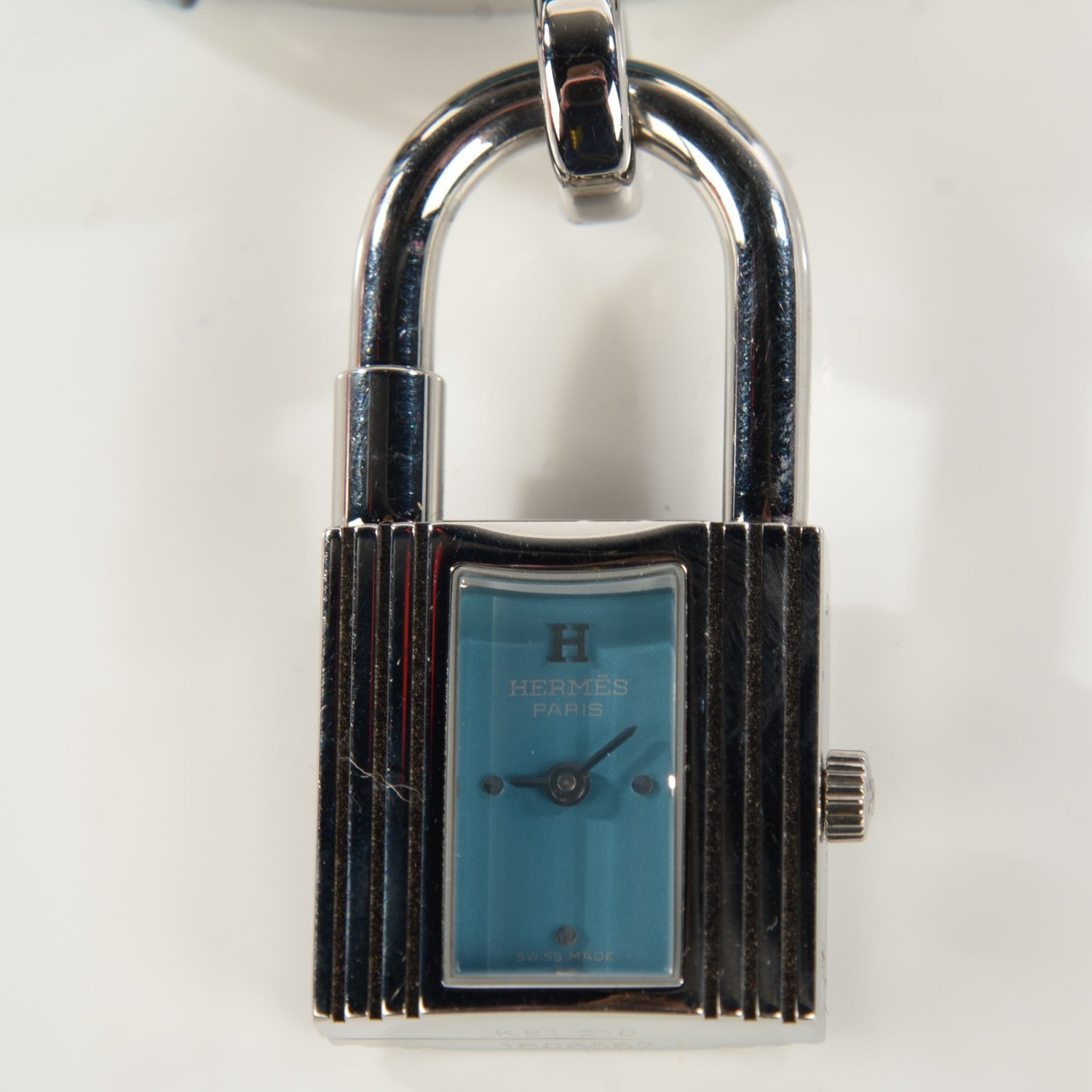 Hermes Stainless Steel Courchevel 20mm Kelly Cadena Quartz Watch Blue Jean 3 of 12