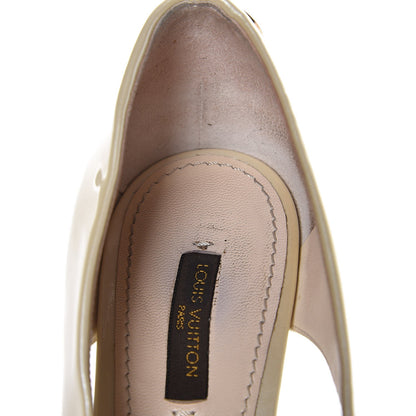 Louis Vuitton Patent Calfskin Oh Really Peep Toe Sandal Pumps 40 Ivory 12 of 18