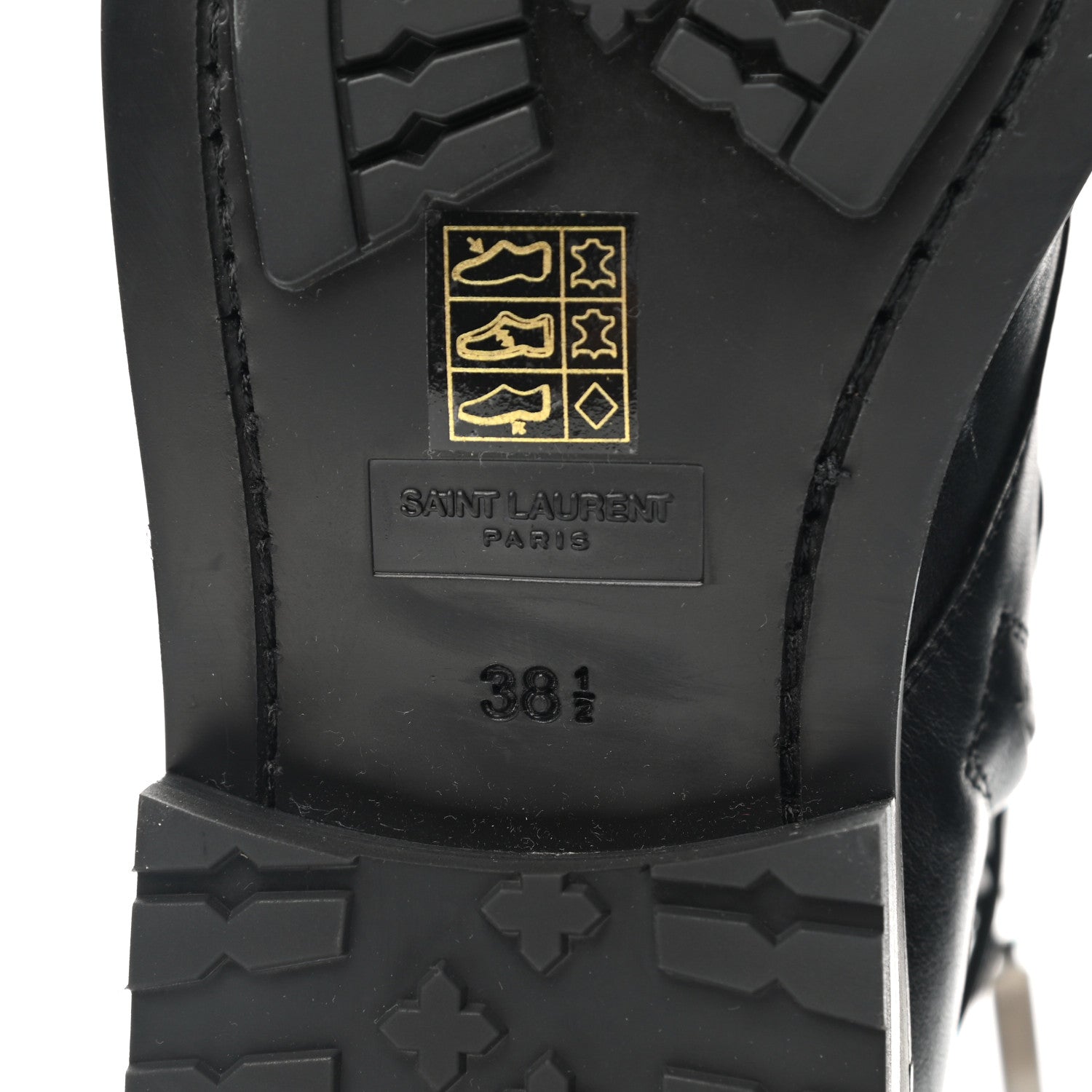 Saint Laurent Kangaroo Calfskin Embossed Army 20 Strap Boots 38.5 Black 6 of 10