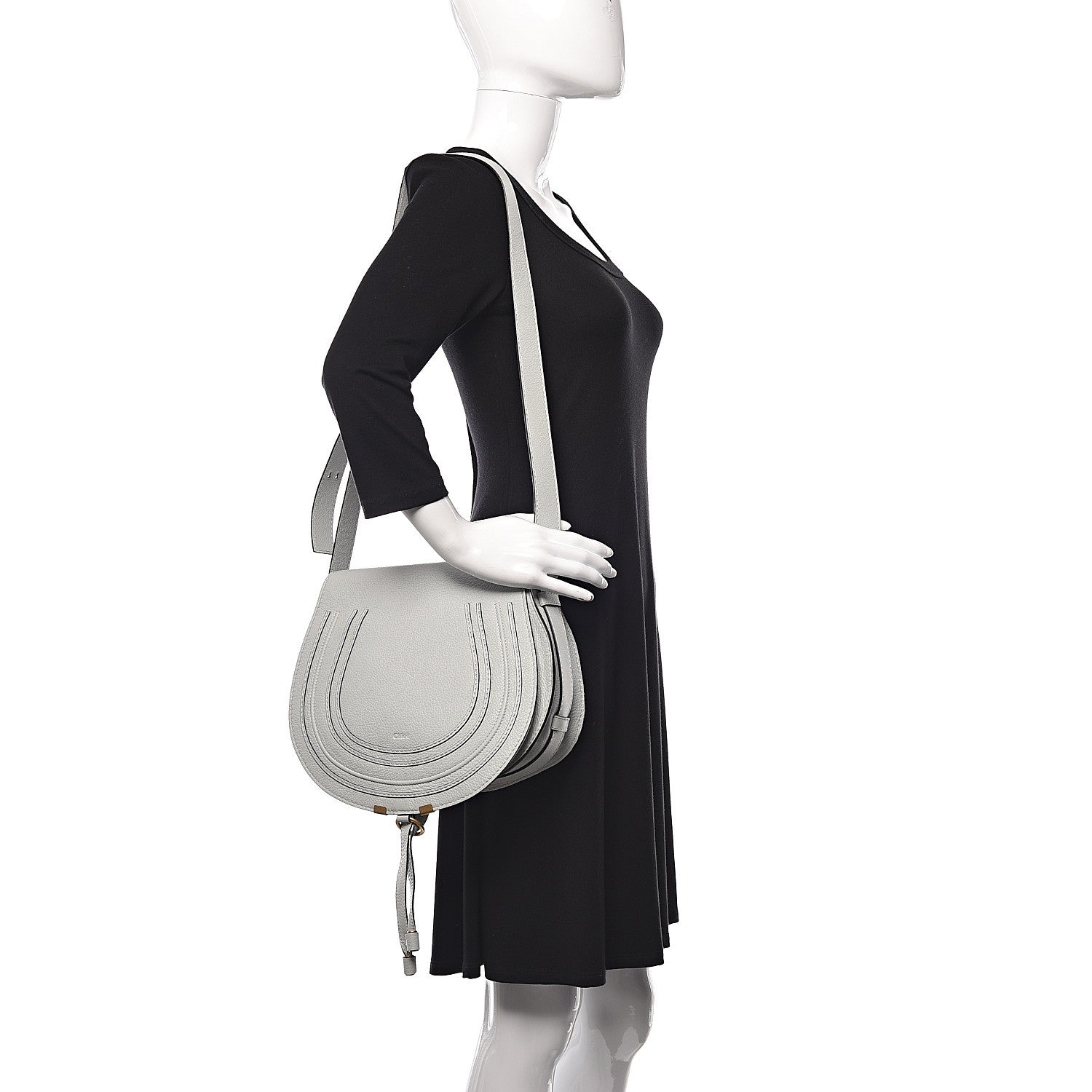 Chloe Grained Calfskin Medium Marcie Saddle Bag Airy Grey 2 of 10