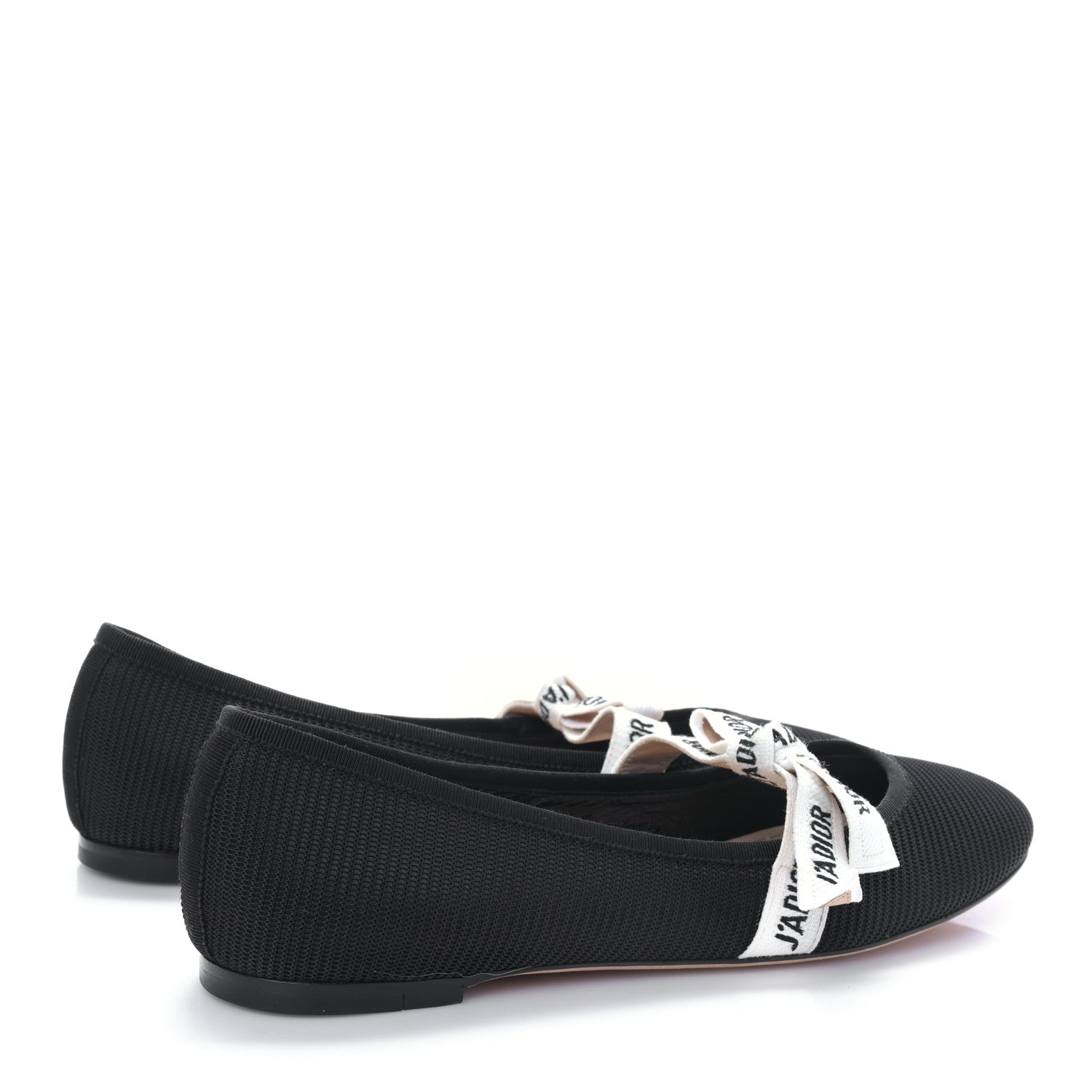 Christian Dior Fabric Ribbon Embroidered J'Adior Ballet Flats 40 Black 4 of 8