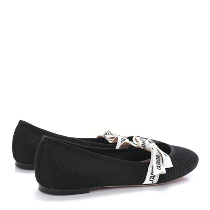 Christian Dior Fabric Ribbon Embroidered J'Adior Ballet Flats 40 Black 4 of 8